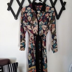 Zara button down dress beach floral print